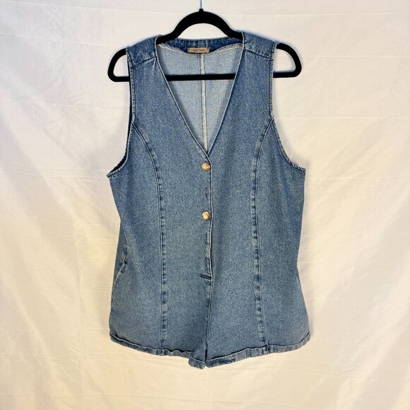 Golden Denim Vest Romper - Picture 1 of 1